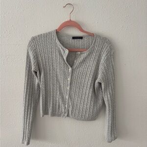 Brandy Melville Light Gray Cable Knit Cardigan